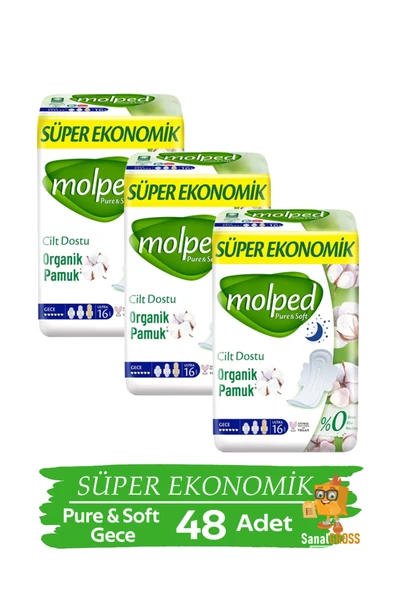 Molped Pure & Soft Gece Süper Ekonomik Ped 16 Lı X 3 Adet ürün görseli 1