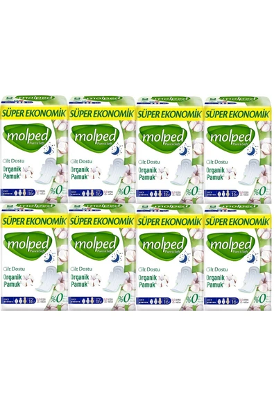 Mopled Pure & Soft Hijyenik Ped Süper Ekonomik Gece 16'lı 8 Adet ürün görseli 1