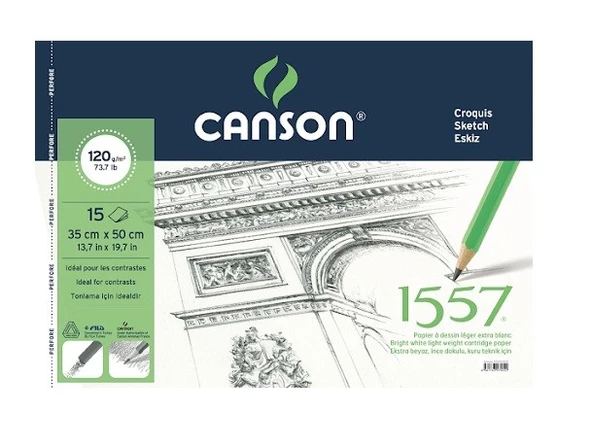 Canson 1557 Resim Defteri (Desen Resim Ve Çizim Blok) 180 Gram 35X50 Cm 15 Yaprak Fcns180153550 ürün görseli 1