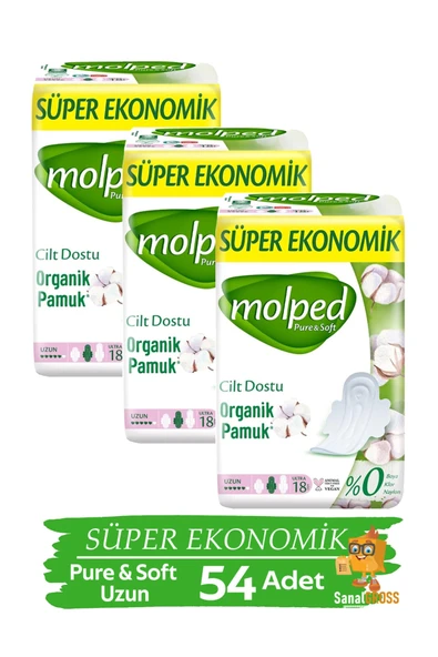 Molped Pure & Soft Hijyenik Ped Süper Eko 18'li Uzun X 3 Paket ürün görseli 1