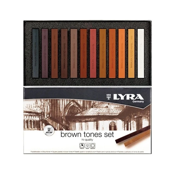 Lyra Polycrayons Soft - Toz Pastel 12 Renk KAHVERENGİ TONLAR ürün görseli 1
