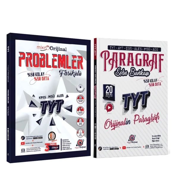 Orijinal Mikro TYT Problemler ve Paragraf Soru Bankası Seti 2 Kitap ürün görseli 1