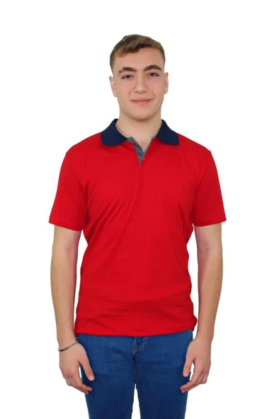 Persmont PT03Y Kırmızı Polo Yaka Penye Tişört  4XL ürün görseli 1
