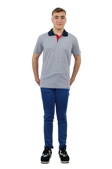 Persmont PT04Y Gri Polo Yaka Penye Tişört  4XL ürün görseli 1