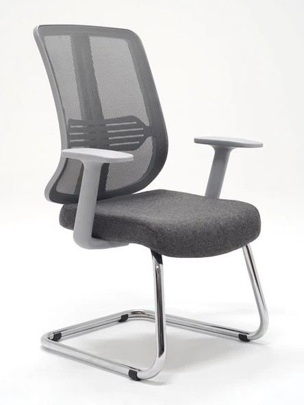 Zeon Büro Ofis Sistemleri // Comfort Visitor Mood Gray Misafir Bekleme Koltuğu Sabit Krom Ayak ürün görseli 1