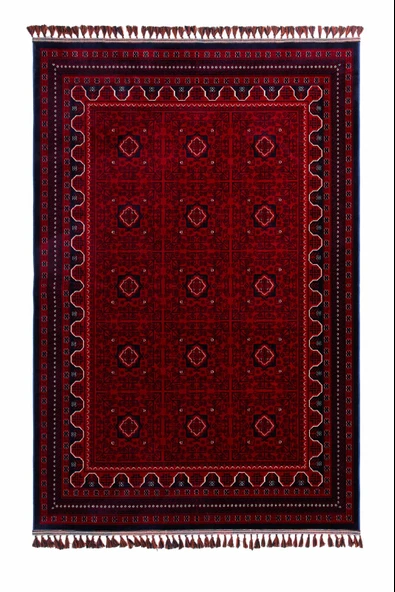 Afgan Vintage Kaymaz Taban Gerçek Kadife Bambu Sık Dokuma Otantik Dekoratif Zamansız Tasarım Halı ürün görseli 1
