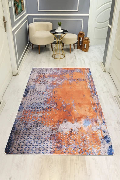 Dijital Baskı Eskitme Desen Kaymaz Taban Halı H1007 RENKLİ 120 X 180 ürün görseli 1