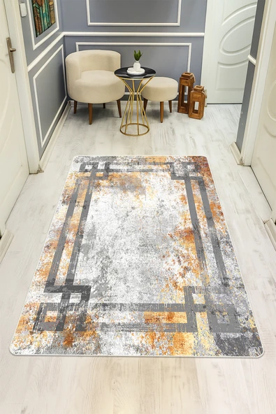 Dijital Baskı Eskitme Desen Kaymaz Taban Halı H0146 RENKLİ 80 X 150 ürün görseli 1