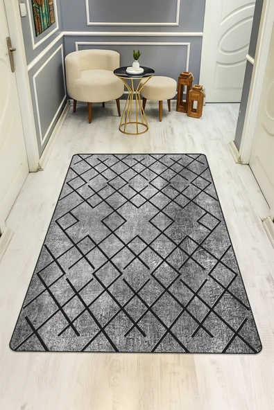 Dijital Baskı Eskitme Desen Kaymaz Taban Halı H0183 RENKLİ 80 X 150 ürün görseli 1