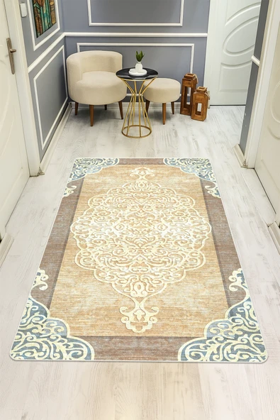 Dijital Baskı Klasik Desen Kaymaz Taban Halı H0998 RENKLİ 140 X 200 ürün görseli 1