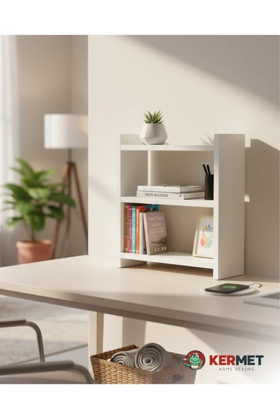 KermetHome Masa Üstü Kitaplık Rafı Ve Çok Amaçlı Mini Raflı Masa Üstü Dolap ürün görseli 1