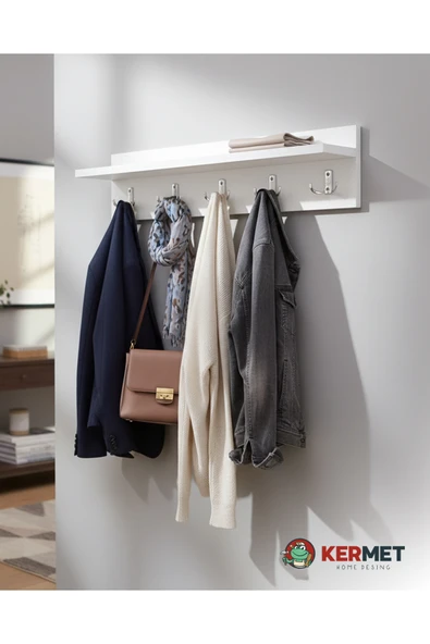 KermetHome Askılık Portmanto Hol Koridor Askılık Metal Askı 70 cm GRİ KANCALI ürün görseli 1