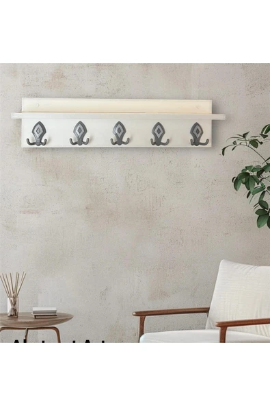KermetHome Kapı Arkası Hol Koridor Mutfak Banyo, Havlu, Elbise Askılığı Beyaz ürün görseli 1