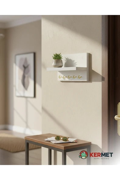 KermetHome Anahtar Askısı-5 Kanca Beyaz Anahtarlık Duvar ürün görseli 1