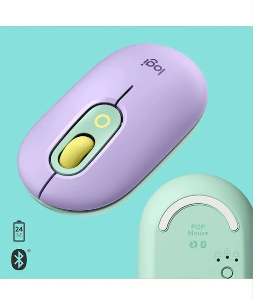 Logitech POP Kablosuz Optik Mouse - Mor - Resim 5