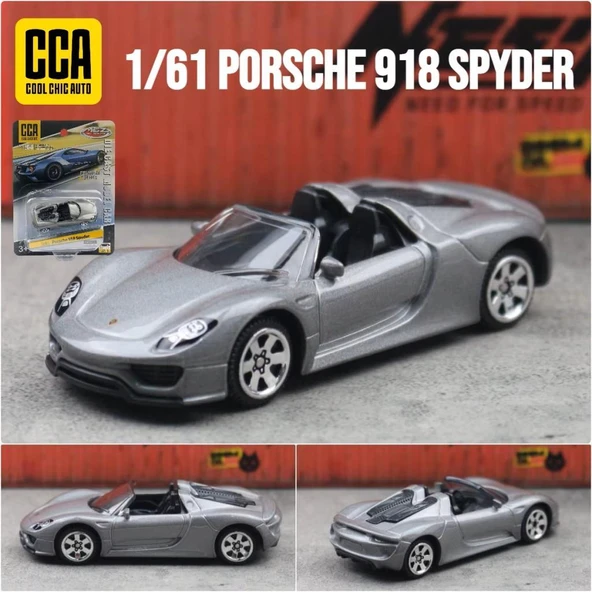 PTTAVM: CCA Premium Series Porsche 918 Spyder Gri 1/64 Model Araba