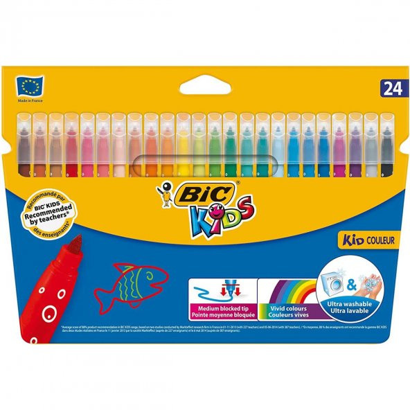 Bic Kids Süper Ultra Yıkanabilir Keçeli Boya Kalemi Yıkanabilir Keçeli Kalem 24 lü ürün görseli 1