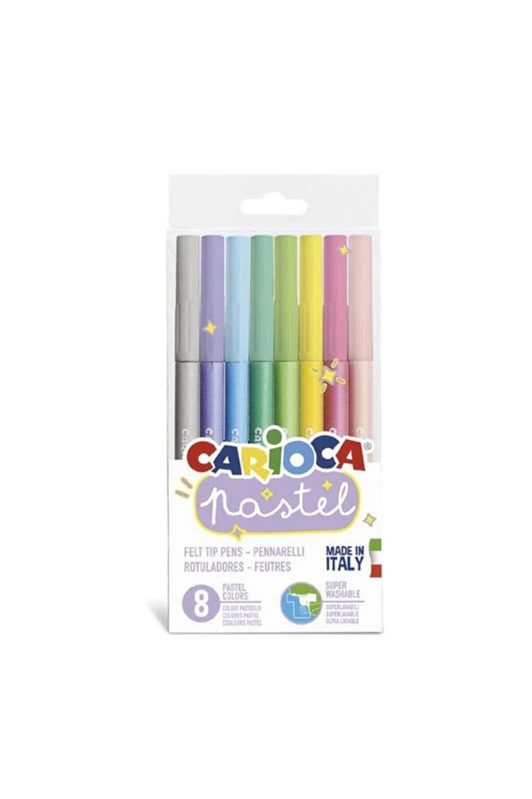 Carioca Yıkanabilir Pastel Süper Keçeli Boya Kalemi 8'li ürün görseli 1