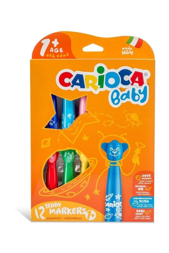 Carioca Keçeli Boya Kalemi Teddy Jumbo Bebek Süper Yıkanabilir 12 Li ürün görseli 1