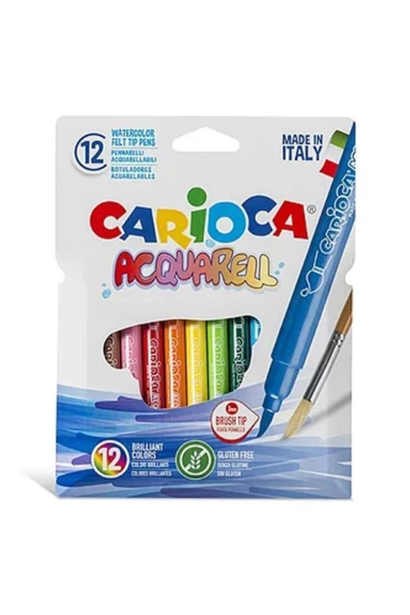 Carioca Keçeli Boya Kalemi Acquarell Fırça Uçlu 12'li ürün görseli 1