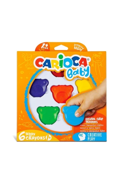 Carioca Teddy Şekilli Kirletmeyen Mum Boyalar 6'lı ürün görseli 1