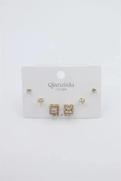 Çoklu Set Küpe - Altın ürün görseli 1