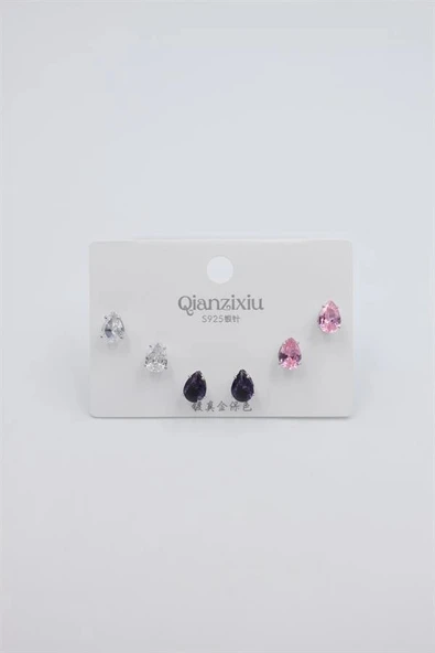 Çoklu Set Küpe - Gümüş - Resim 2