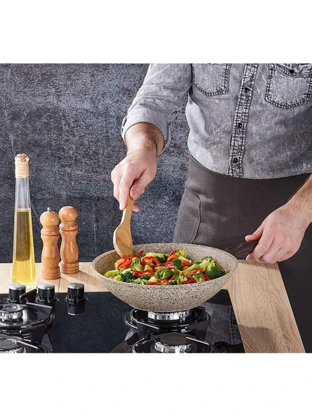 Falez Granitec Creamy 28 cm Wok Tava - Resim 2