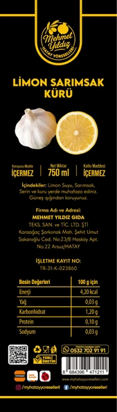 Limon Sarımsak Kürü 750 ml - Resim 2