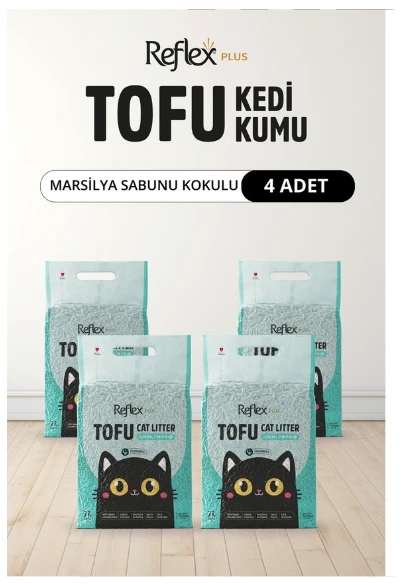 Reflex Plus Marsilya Sabunu Kokulu Tofu Kedi Kumu 7l X 4 Adet ürün görseli 1