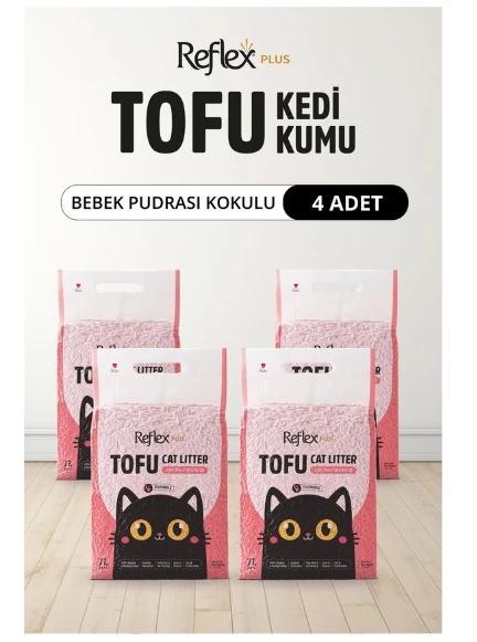 Reflex Plus Bebek Pudrası Kokulu Tofu Kedi Kumu 7l X 4 Adet ürün görseli 1