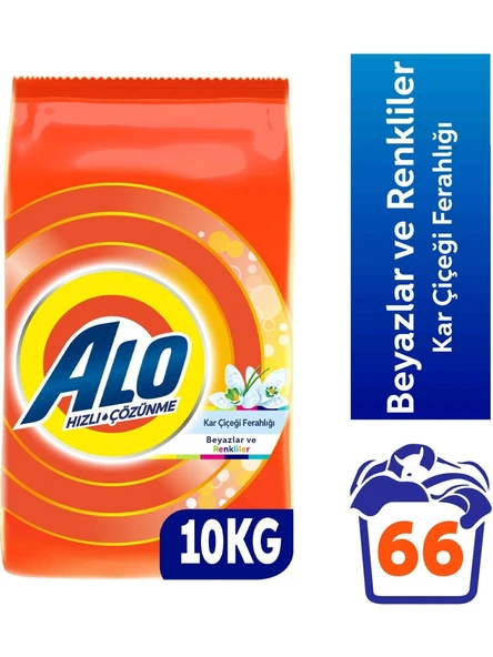 Alo 10 Kg Kar Çiçeği Ferahlğı Beyazlar ve Renkliler Hızlı Çözülme Toz Deterjan ürün görseli 1