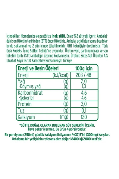 Sütaş Barista Süt 1 lt - Resim 2