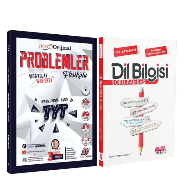 Orijinal Mikro TYT Problemler ve AKM Dil Bilgisi Soru Bankası Seti 2 Kitap ürün görseli 1
