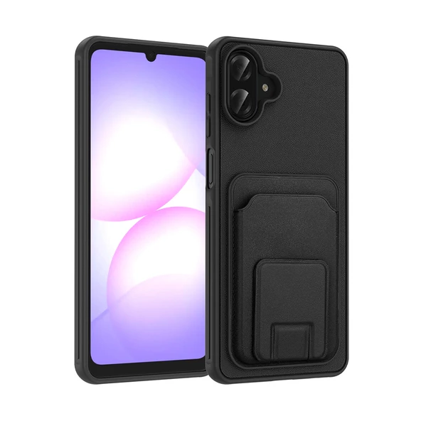 Galaxy A07 Kılıf Kartlıklı Manyetik Standlı PU Deri Görünümlü Lüx Kapak ürün görseli 1