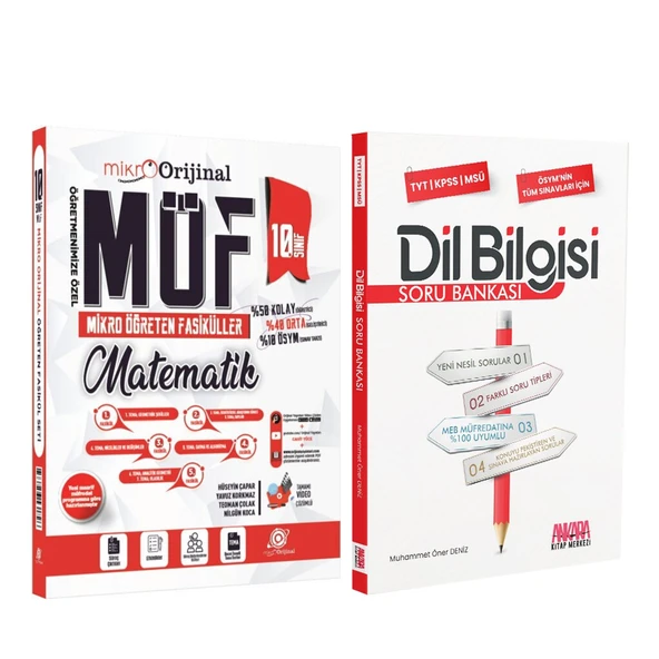 Orijinal Mikro 10. Sınıf Matematik MÖF Mikro Öğreten Fasiküller ve AKM Dil Bilgisi Soru Bankası Seti 2 Kitap ürün görseli 1