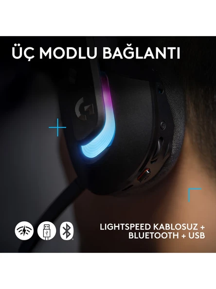 Logitech G522 Lightspeed Siyah RGB Kablolu/Kablosuz Kulak Üstü Oyuncu Kulaklığı ürün görseli 1