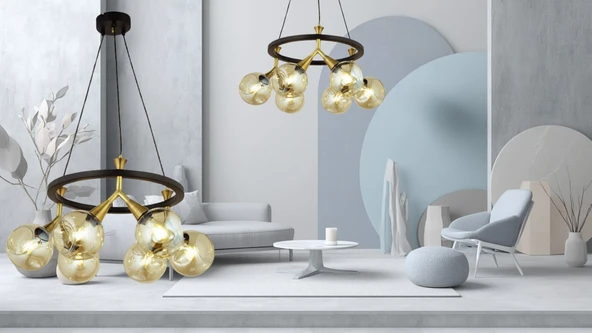 Lampaluce Bambi Modern Sarkıt Camlı Avize 6'lı ürün görseli 1