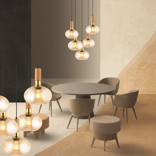 Lampaluce Forte Modern Tasarımlar Salon Oturma Odası Sarkıt Avizesi 5'li ürün görseli 1