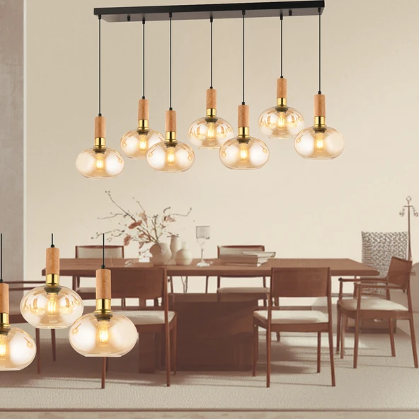 Lampaluce Forte Modern Tasarımlar Salon Oturma Odası Sarkıt Yemek Masası Üzeri Avizesi 7'li ürün görseli 1