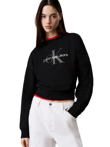 Calvin Klein LV047B234 Ls Monologo Rlxd Cn Kadın Sweatshirt ürün görseli 1