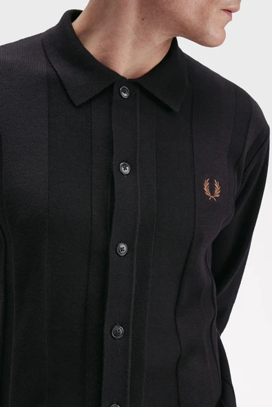 Fred Perry K9726 Button Through Knitted Erkek Gömlek - Resim 5