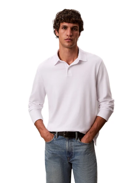 Calvin Klein LV040EM909 Ls Supima Cotton Solid Erkek Polo Tişört ürün görseli 1