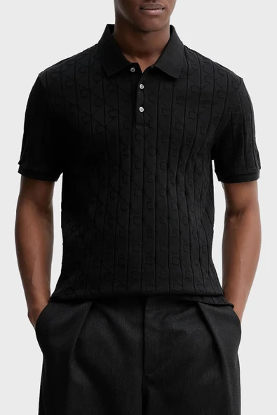 Calvin Klein LV04LE203G Ss Dbl Mercerized Emblem Jacquar Erkek Polo Tişört ürün görseli 1