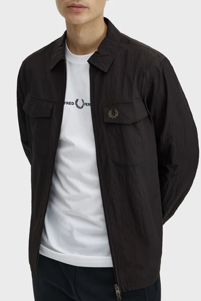 Fred Perry M5684 Zip Through Overshirt Erkek Gömlek - Resim 5