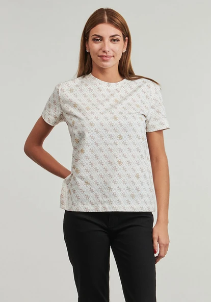 Guess V5BI14I3Z14 4G Rhombus Studs Ss Kadın Tişört ürün görseli 1
