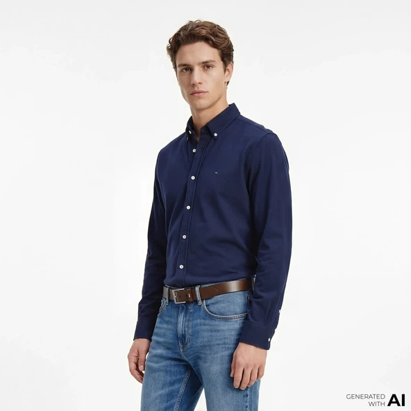 Tommy Hilfiger MW0MW41690 Knit Pique Featherweight Erkek Gömlek ürün görseli 1