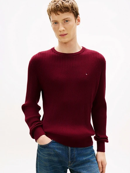 Tommy Hilfiger MW0MW40449 Pima Ctn Cash Structure Crew Erkek Kazak ürün görseli 1