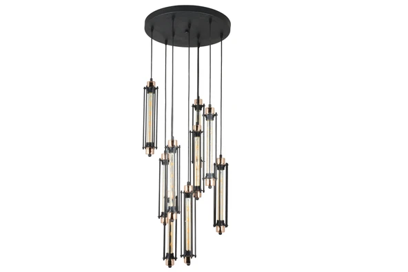 LampaLuce Detenzione Tasarımı Modern Sarkıt Avize 9'lu Siyah 45x60cm ürün görseli 1