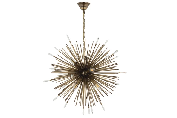 Lampaluce Riccio-2 Modern 9'lu Sarkıt Avize 55cm Eskitme Sarı Taşlı ürün görseli 1